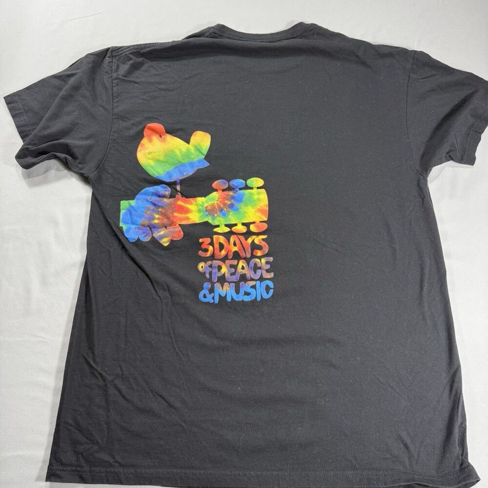 Woodstock 3 Days of Peace Graphic Tee Sz XL Black Tye Peace Love & Music T-Shirt